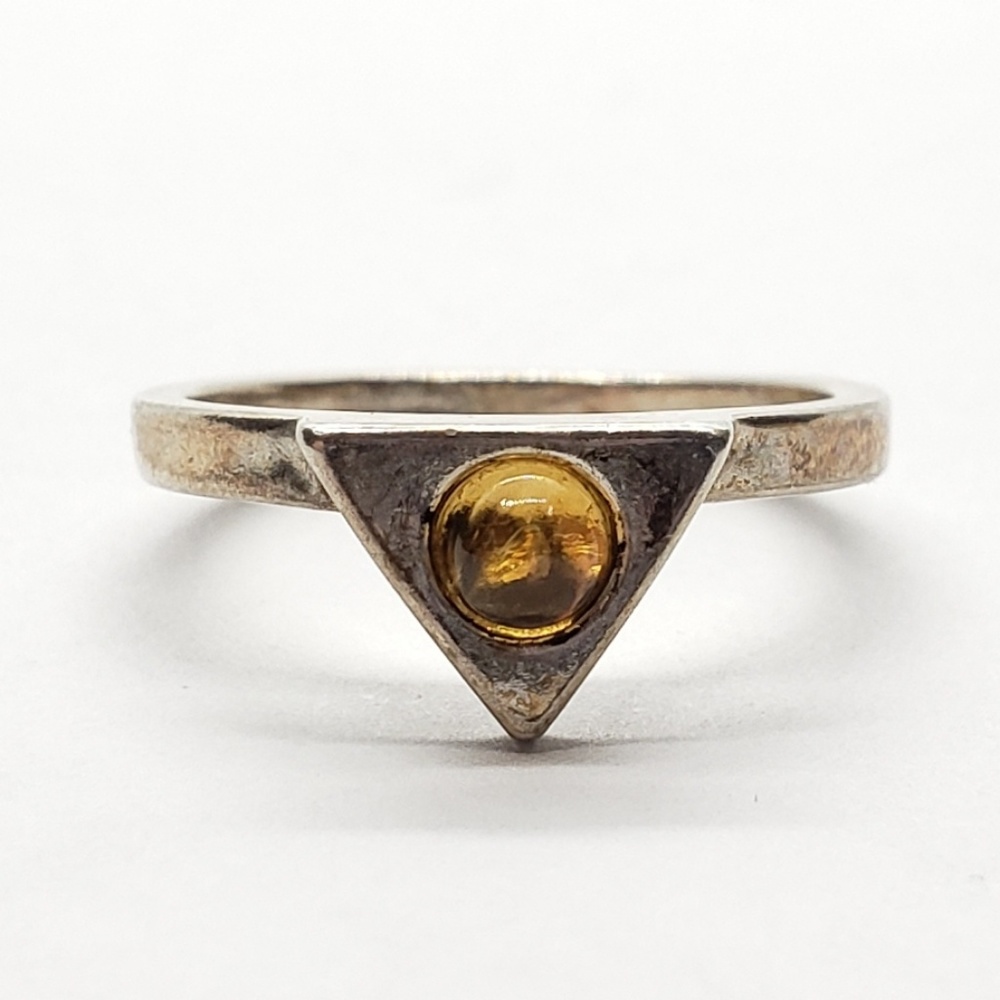 Shubes Dakota West 925 Silver Amber Ring Size 7